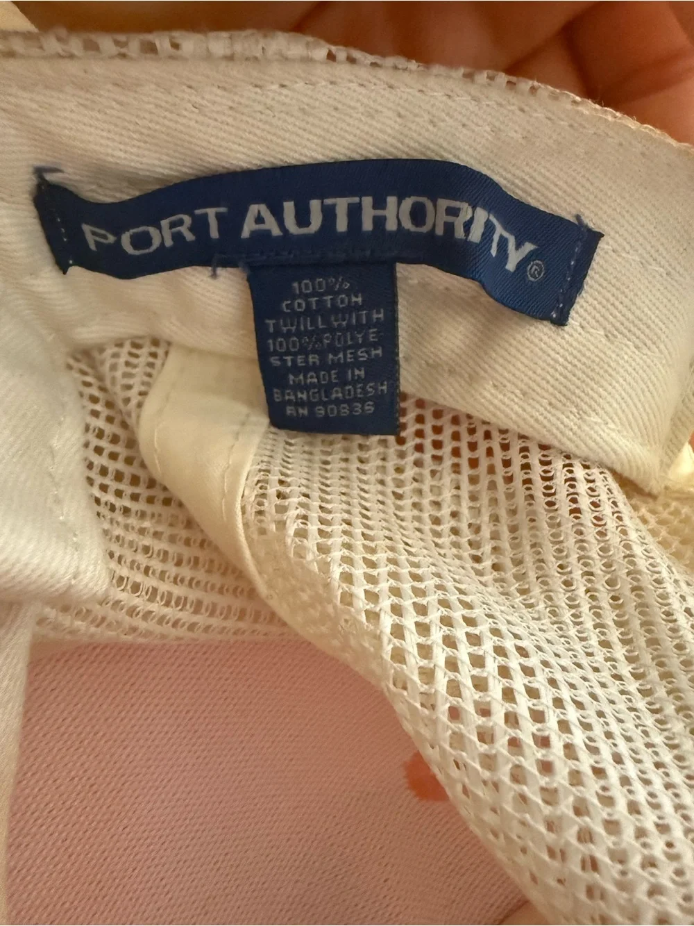 Port Authority Pink and Cream Mesh Trucker Cap